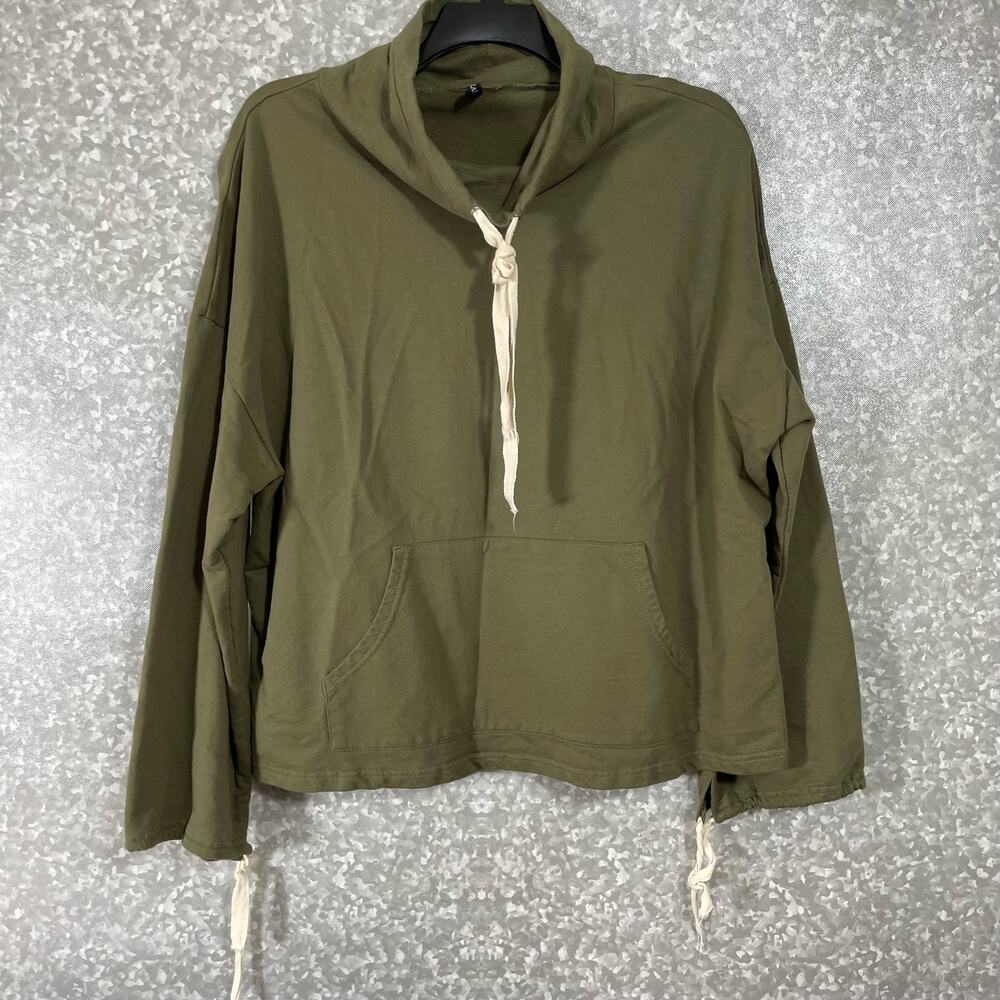 Zaful Women's Army Green Plus Size Cropped Sweatshirt - Size 3X - Cowl Neck Top
